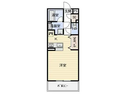 パルテール(ワンルーム/2階)の間取り写真