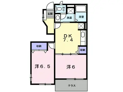 メゾン・ド・ヴァースト I(2DK/1階)の間取り写真