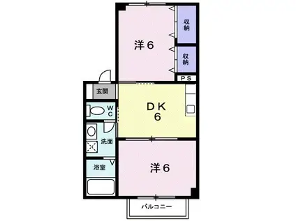 ゴールデンIB(2DK/2階)の間取り写真