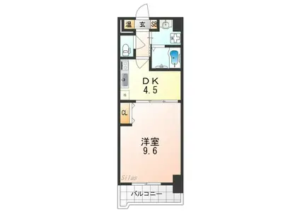 イクスコート大津駅前(1DK/2階)の間取り写真