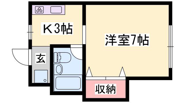 コーポ西中島(1K/2階)の間取り写真