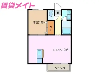 ハイツカスル(1LDK/1階)の間取り写真