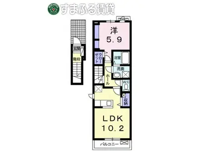 ソーセガド.S(1LDK/2階)の間取り写真