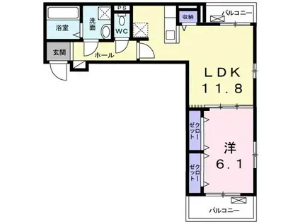 ルピコン野洲 ペット飼育可(1LDK/3階)の間取り写真