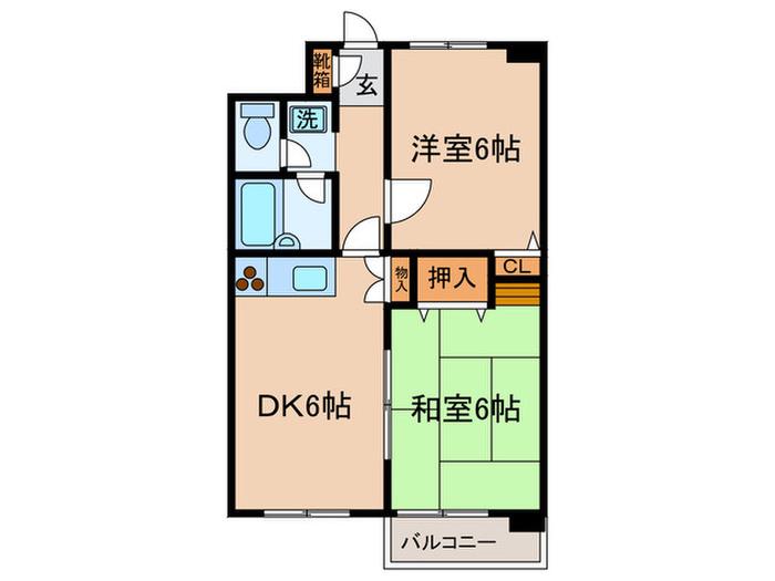 カピトール川崎I(2DK/5階)の間取り写真
