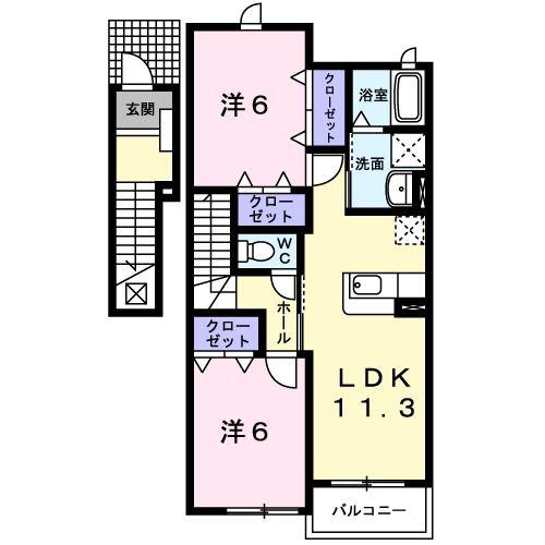 キャトル・セゾンI(2LDK/2階)の間取り写真