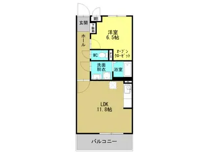 Sヒナタ(1LDK/3階)の間取り写真