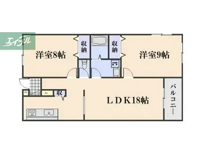 ライズガーデン 参番館(2LDK/1階)の間取り写真
