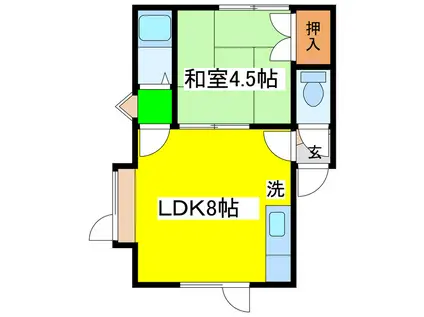 コーポレーションさとみ(1LDK/1階)の間取り写真