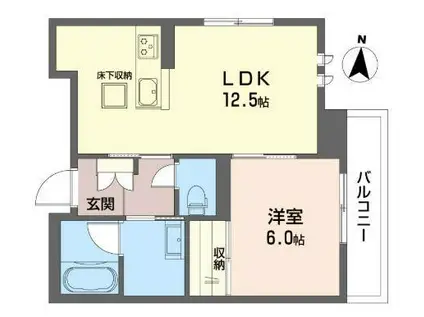 カーサプレミオ(1LDK/1階)の間取り写真