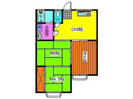 コーポ高長2(3DK/1階)の間取り写真