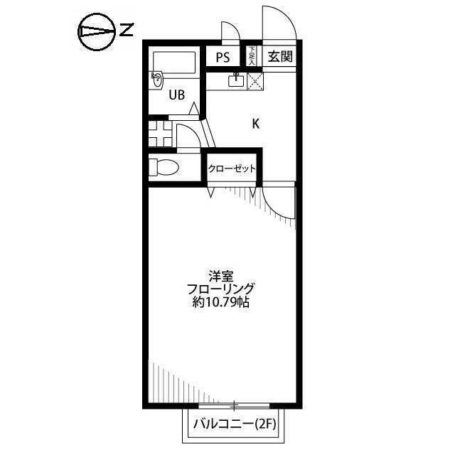 アムール中原(1K/2階)の間取り写真