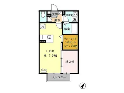 ミモザコート(1LDK/2階)の間取り写真