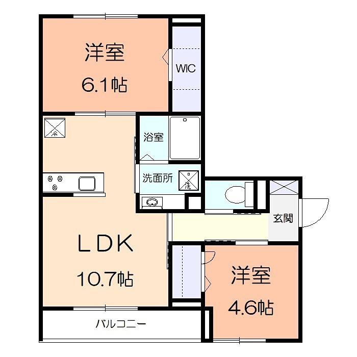 FOREST・K(2LDK/2階)の間取り写真