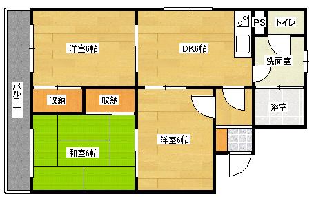 第2日吉ビル(3DK/3階)の間取り写真