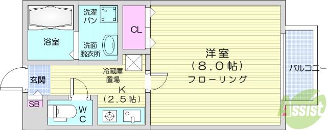アイケイ2000(1K/2階)の間取り写真
