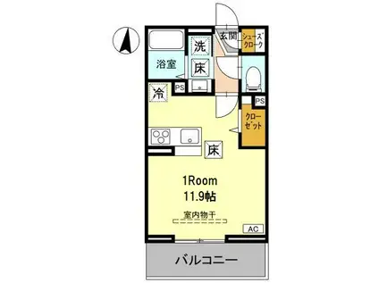 ユートリIII(ワンルーム/1階)の間取り写真