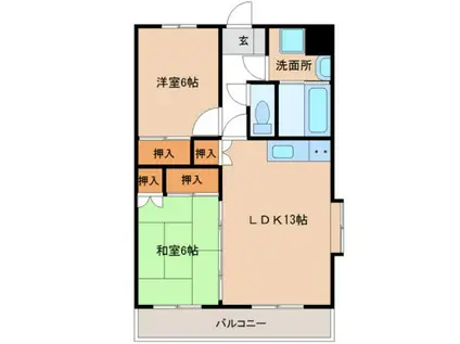 サンライズ吉村(2LDK/2階)の間取り写真