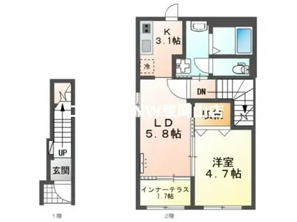 スターテラスII 瀬戸町下(1LDK/2階)の間取り写真