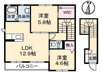 PRIMO AMORE A棟(2LDK/2階)の間取り写真