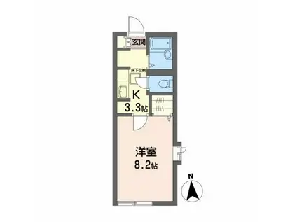 フォンティーヌ(1K/1階)の間取り写真