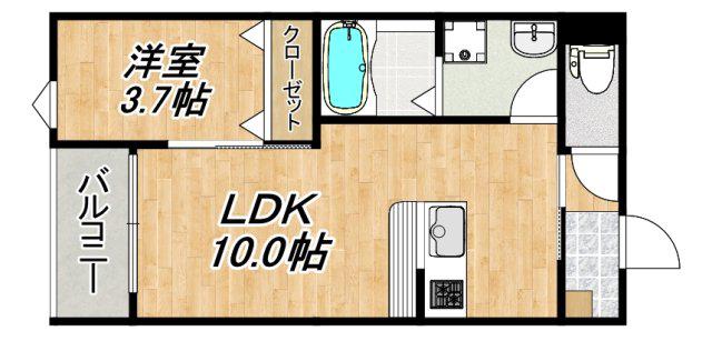 LECOCON清須(1LDK/3階)の間取り写真