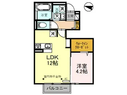 LUMINOUS西大泉(1LDK/1階)の間取り写真
