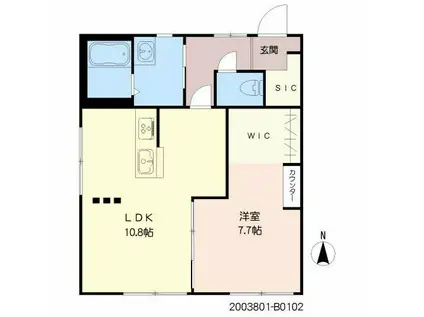 フローラル古城 B棟(1LDK/1階)の間取り写真