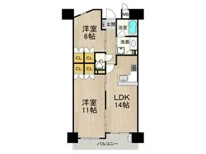 フロンティアタワー日本橋(2SLDK/2階)の間取り写真