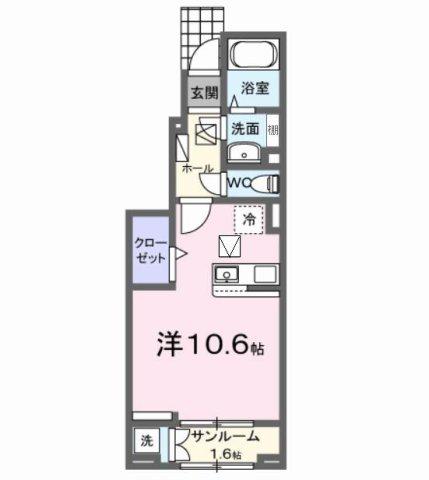 ヒルズ山王林(ワンルーム/1階)の間取り写真