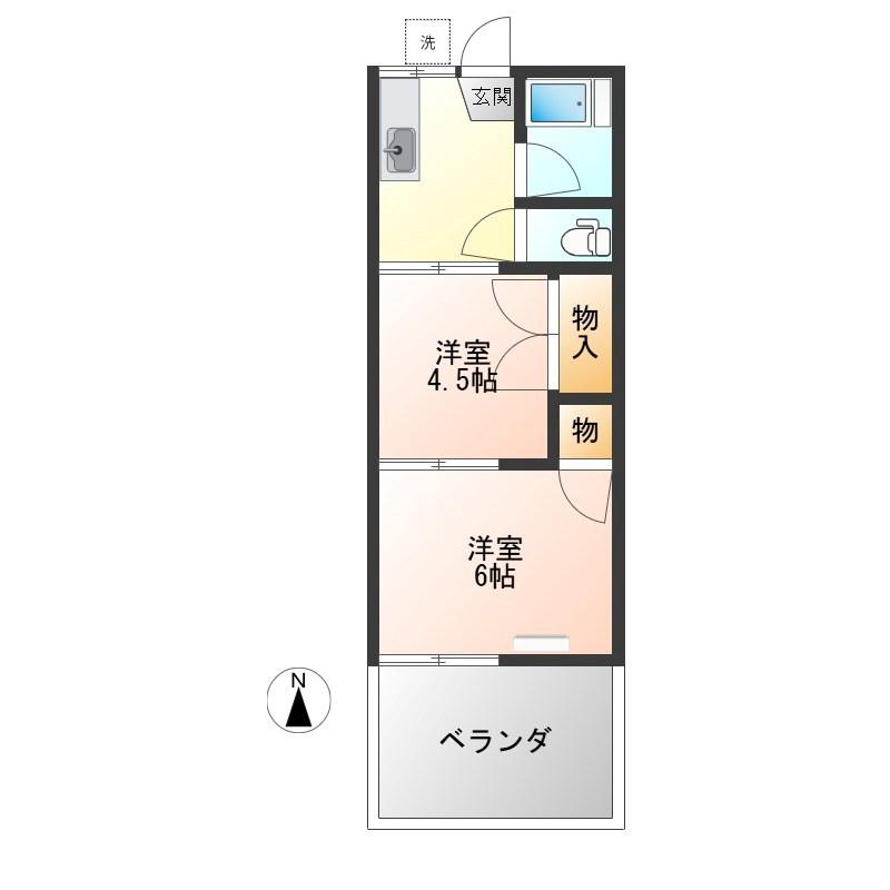 みつるハイツ(2K/2階)の間取り写真