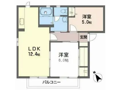 グランシード21A(2LDK/2階)の間取り写真