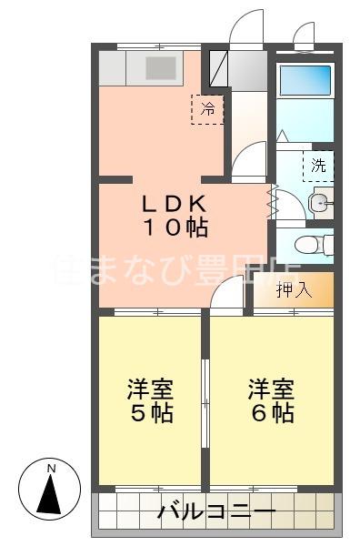 グリーンハイツB(2LDK/1階)の間取り写真