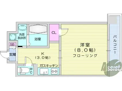 LAVISTA八乙女中央(1K/1階)の間取り写真