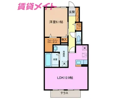 アゼリア岸岡(1LDK/1階)の間取り写真