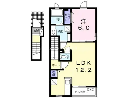 プロムナード牛川通G(1LDK/2階)の間取り写真