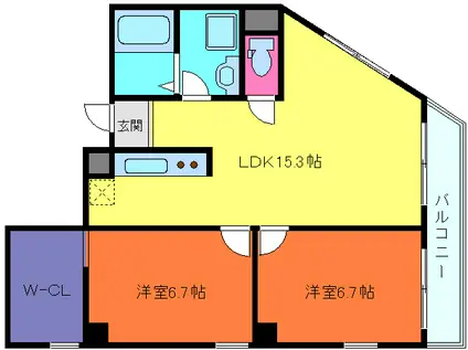 レシア六甲(2LDK/8階)の間取り写真