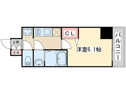 プレサンス塚本アクミリオン(1K/13階)の間取り写真