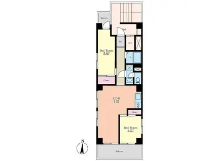 シティエイト(2LDK/4階)の間取り写真