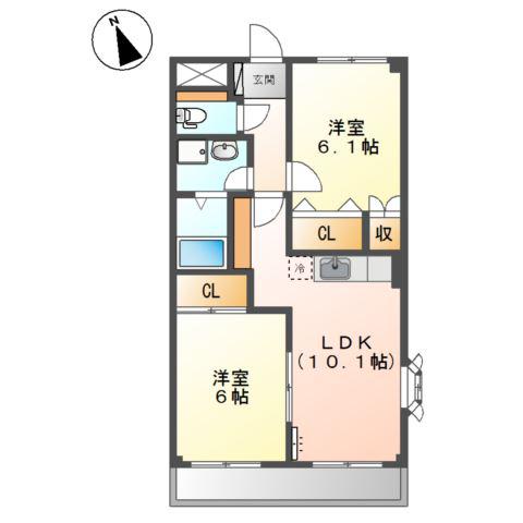 ヤマトハイツ(2LDK/3階)の間取り写真