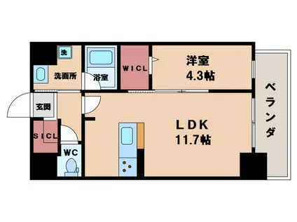 ブループラス針中野(1LDK/3階)の間取り写真