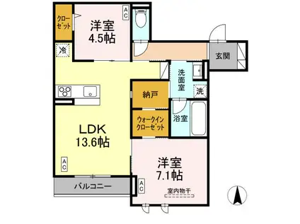 D-COMODO小金井貫井北町(2LDK/3階)の間取り写真