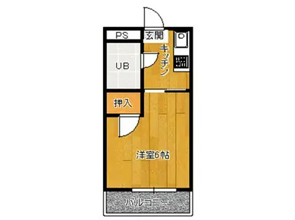 コーポリバーサイド(1K/3階)の間取り写真