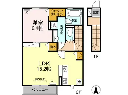 京和風学戸(1LDK/2階)の間取り写真
