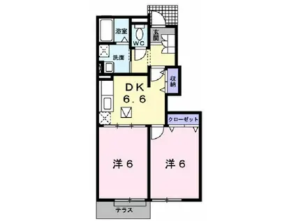 セレッソVIIエスタシオンB(2DK/1階)の間取り写真