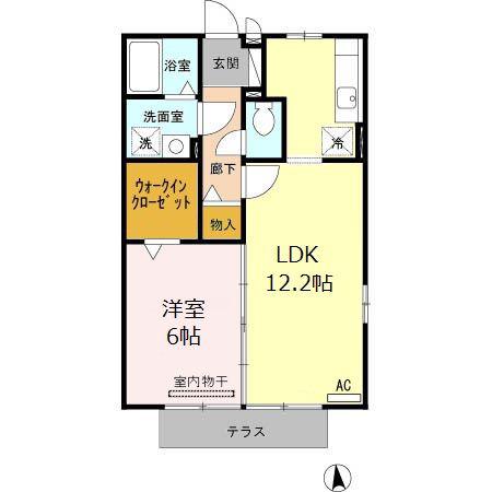 グランモア(1LDK/1階)の間取り写真