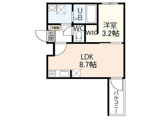 シャインライズ楽々園(1LDK/1階)の間取り写真