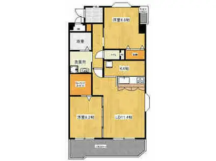 LA・FORTUNA(2LDK/3階)の間取り写真