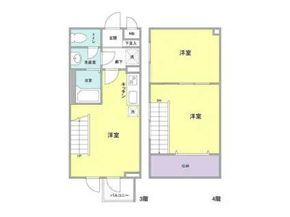 LA FLECHE 中野坂上(2DK/3階)の間取り写真