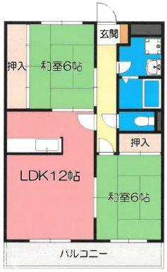 ローズヴィラ(2LDK/3階)の間取り写真
